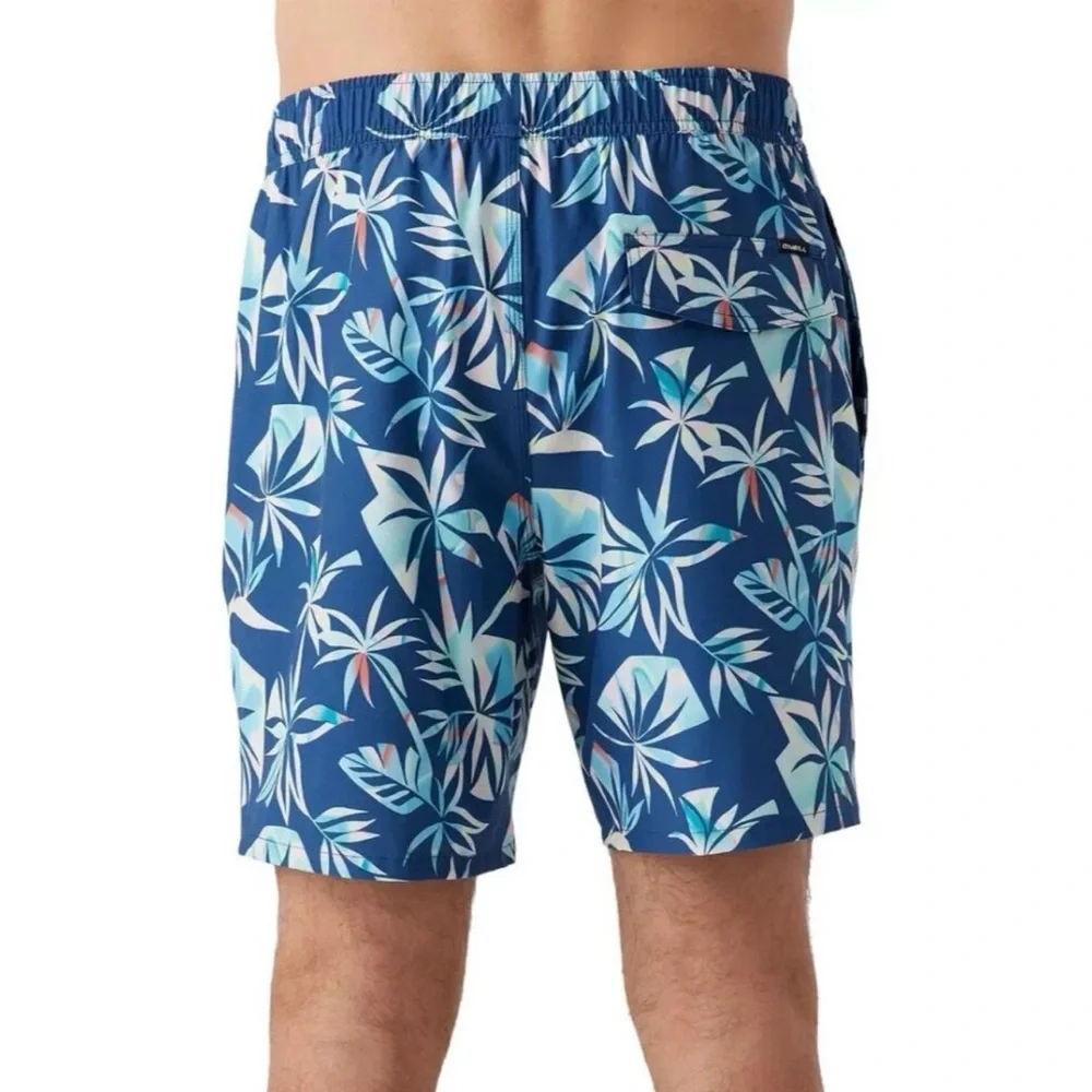 O'Neill Men's Hermosa Navy Hawaiian Print Lined Board Shorts NWT